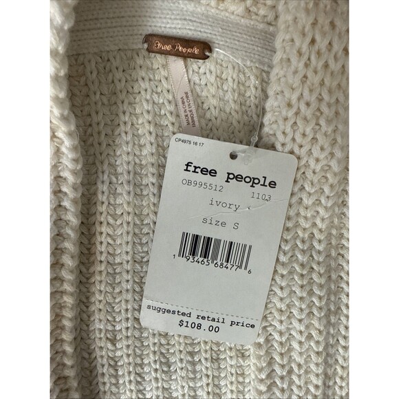 Free People High Hopes Cardigan Sweater Small Oversized Chunky Knit Slouchy Open - Picture 6 of 11